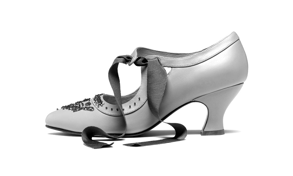 Laurel Beaded Edwardian Shoes Wide (Dusty Lilac)