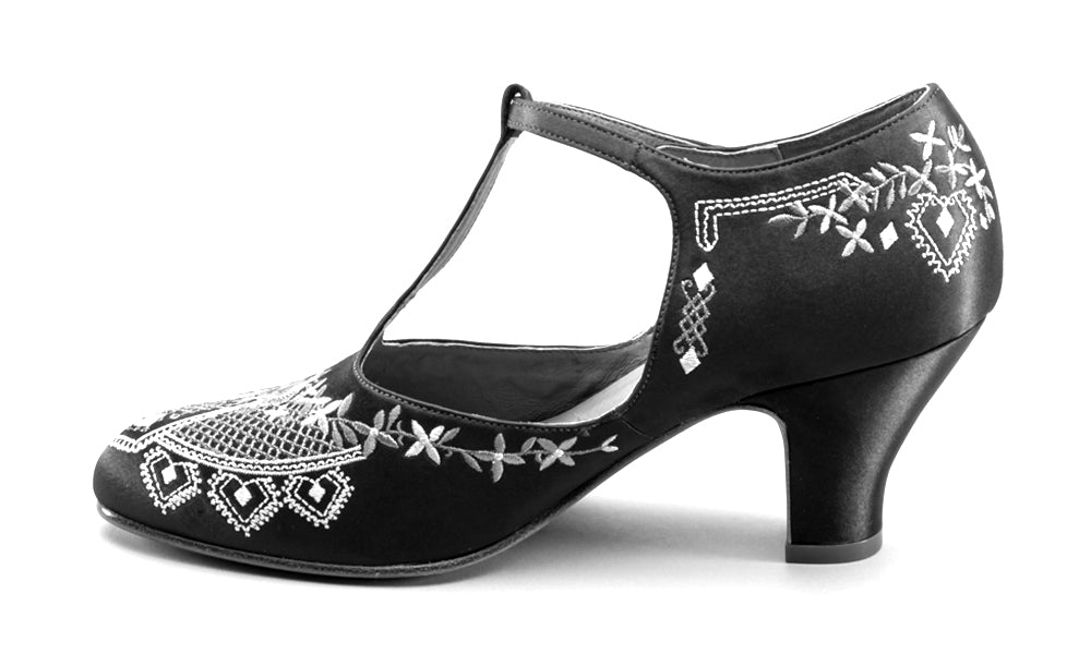 Daisy Embroidered T-Straps (Purple)