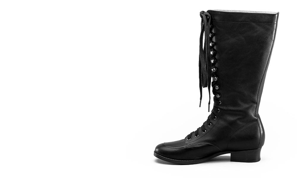 Bessie Vintage Aviator Boots Wide (Black)
