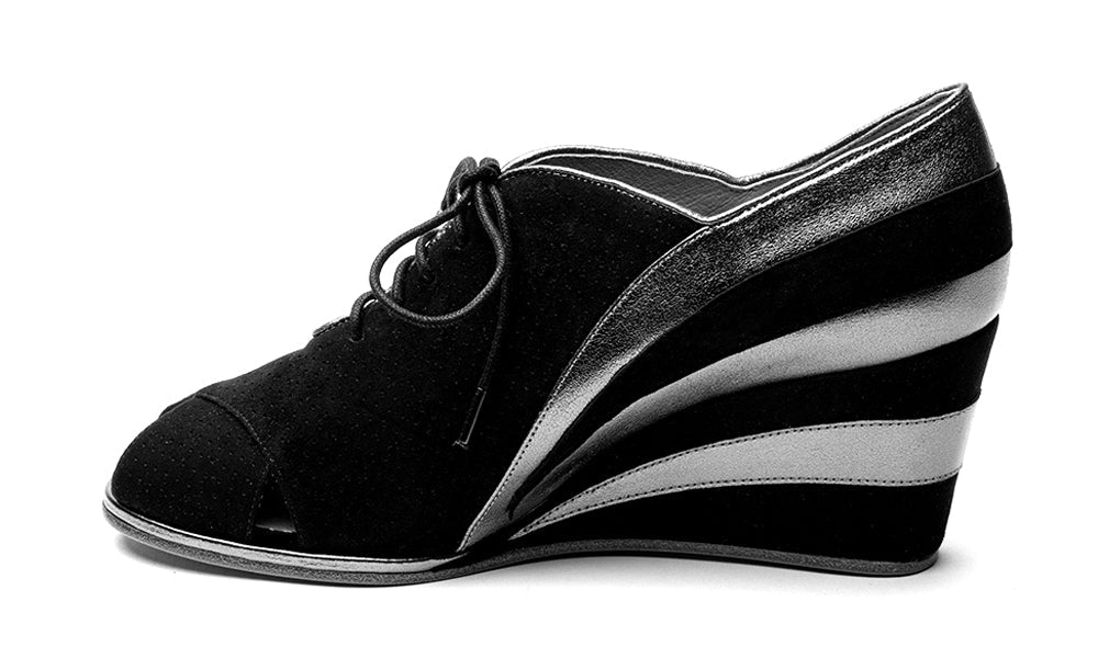 Esme 1930s Wedges (Gold/Black)