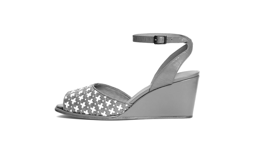 PRE-ORDER Judy 1940s Wedges (Blue/Ivory)