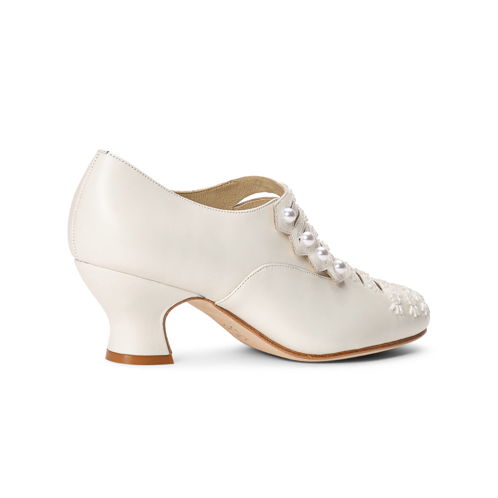 PRE-ORDER Savoy Beaded Edwardian Shoes Wide (Ivory)