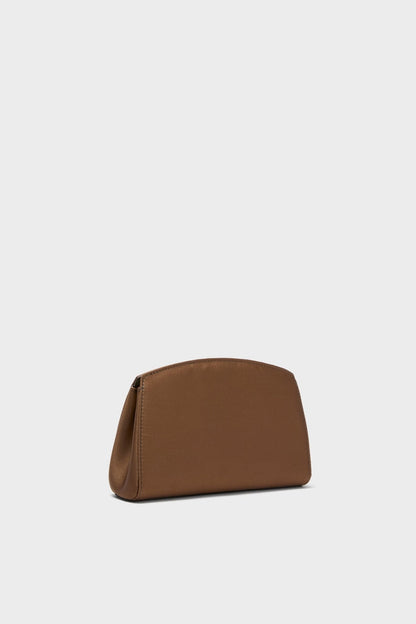 Brown Satin Pushlock Clutch