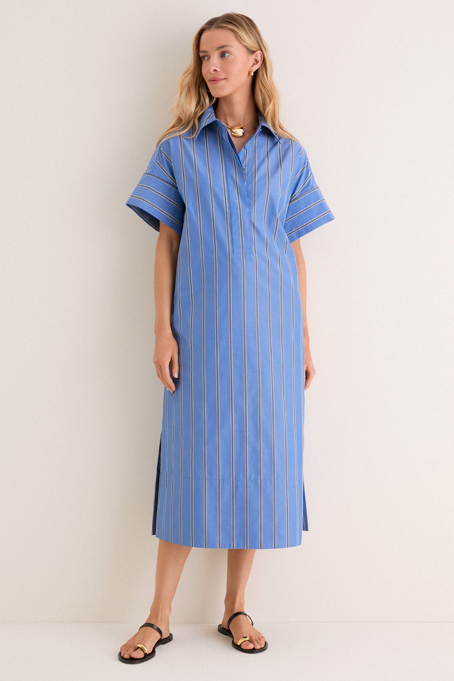 Blue Indigo Stripe Reina Dress