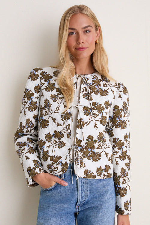 Brown & Blue Floral Skye Quilted Jacket
