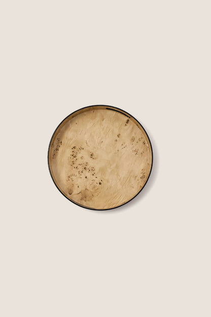 Burled Wood Pattern Round Tray (Set of 3)