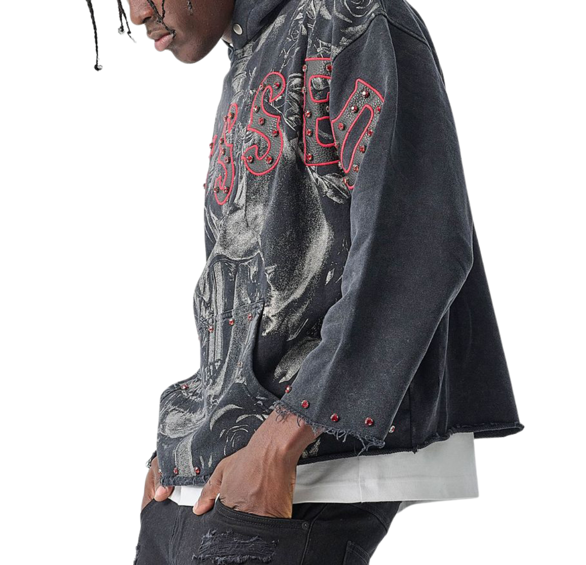 Raw-Edge Blessed French-Terry Hoodie
