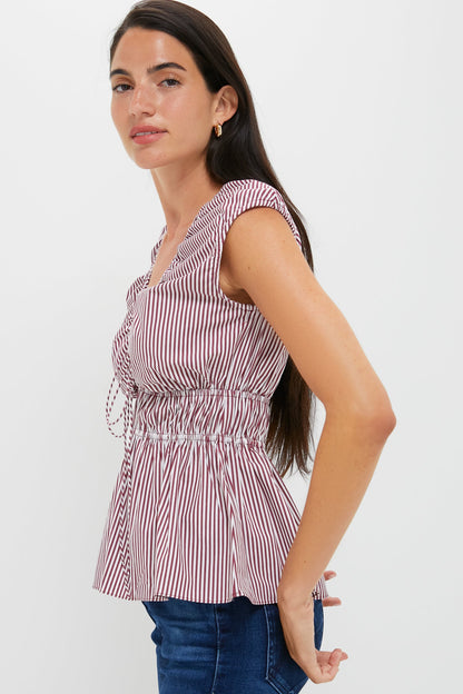 Burgundy Maia Stripe Hedda Top