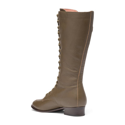 Bessie Vintage Aviator Boots (Olive Green)