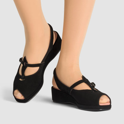Betty Vintage Sandals (Black Suede)