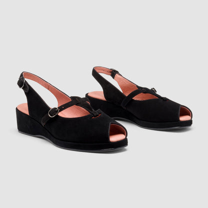Betty Vintage Sandals (Black Suede)