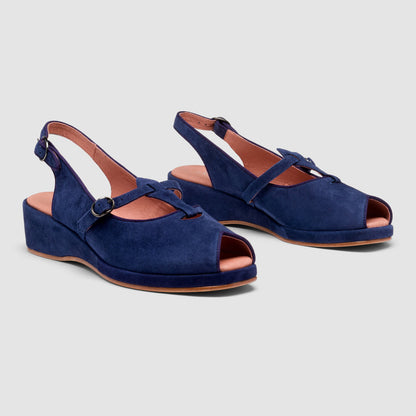 Betty Vintage Sandals (Navy Blue Suede)