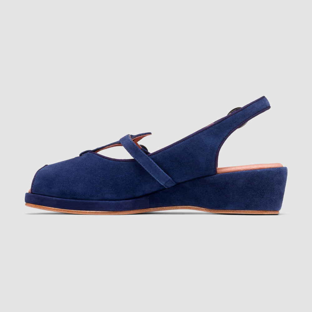 Betty Vintage Sandals (Navy Blue Suede)