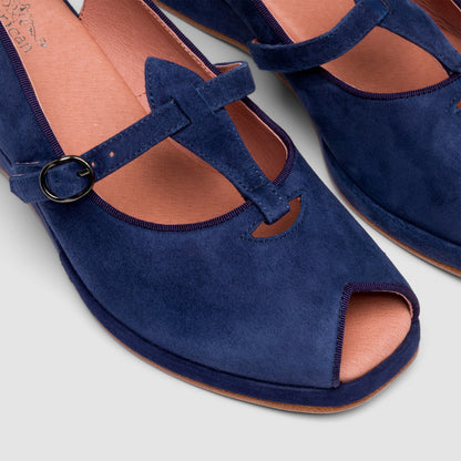 Betty Vintage Sandals (Navy Blue Suede)