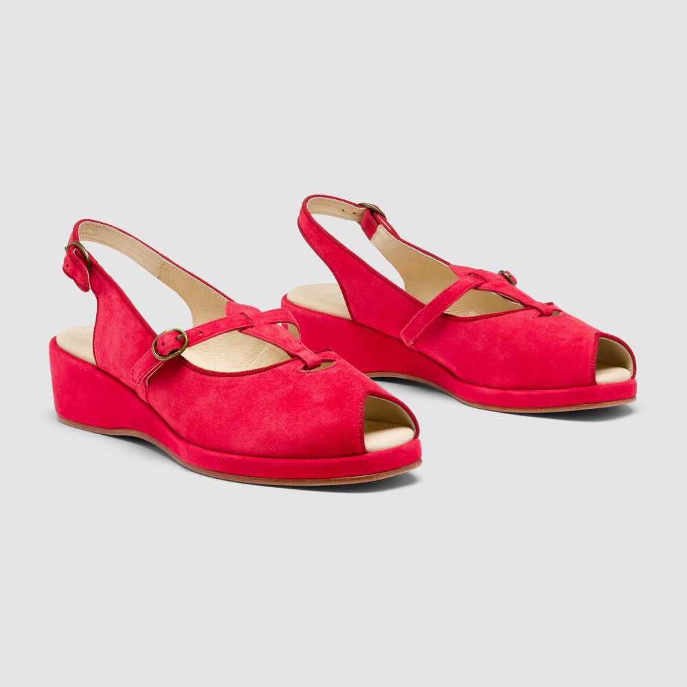 Betty Vintage Sandals (Red Suede)