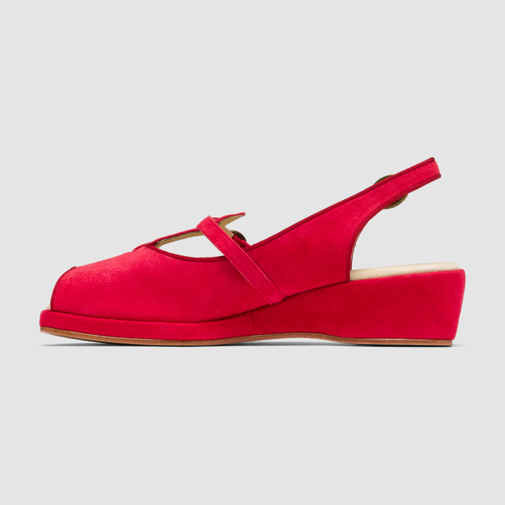 Betty Vintage Sandals (Red Suede)