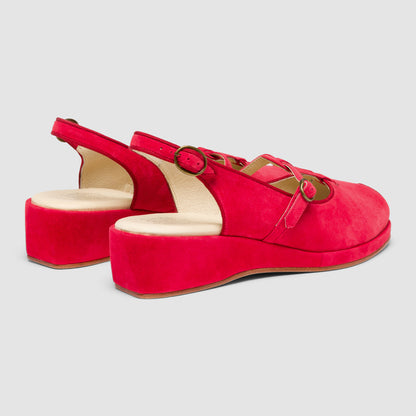 Betty Vintage Sandals (Red Suede)