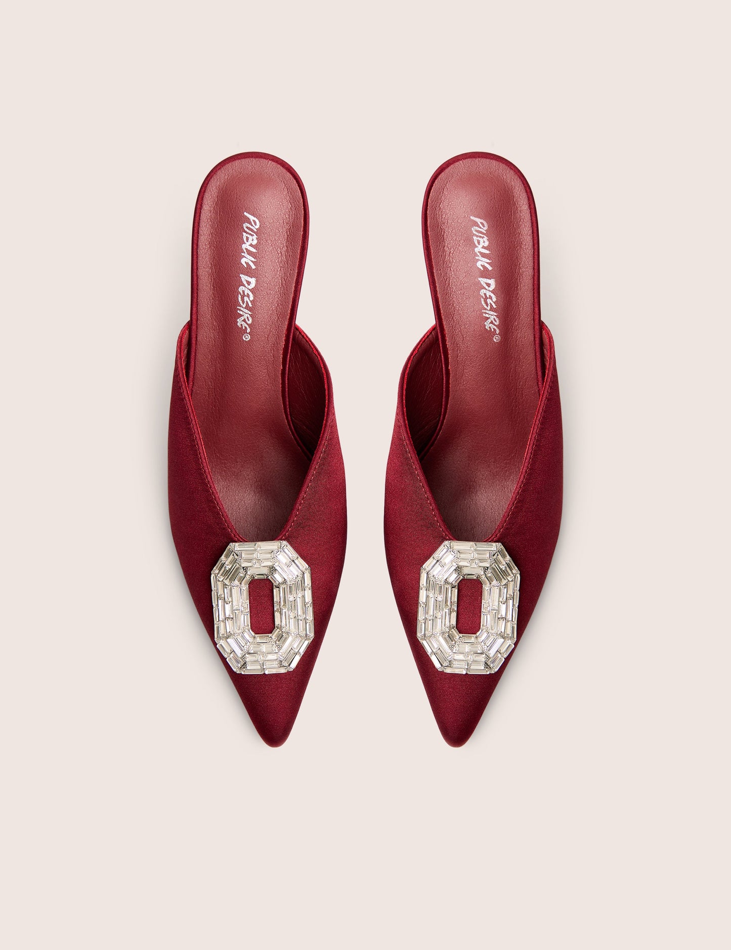 Classique Burgundy Broach Embellishment Mid Heels Mule
