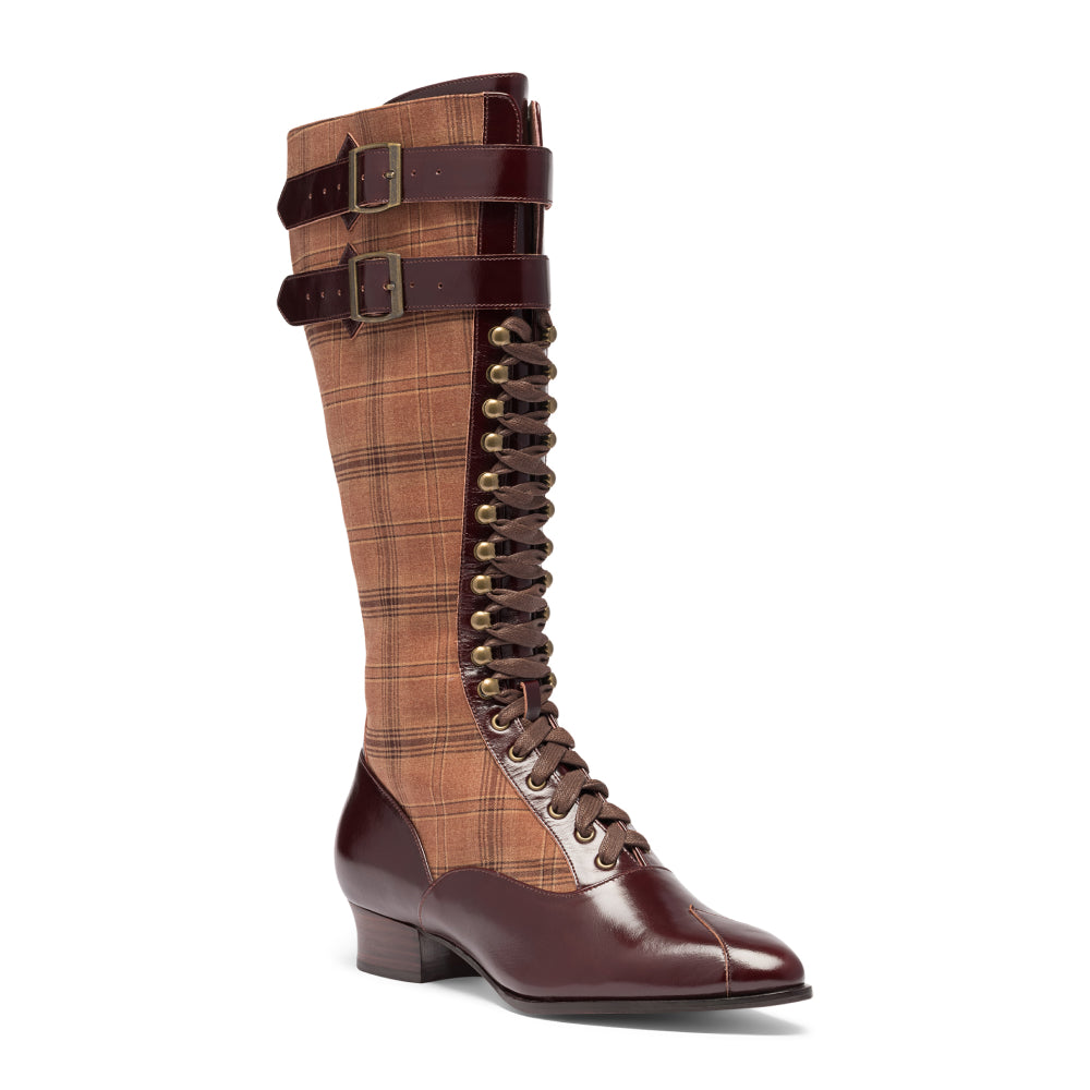 Cambridge Edwardian Bicycle Boots (Brown/Plaid)