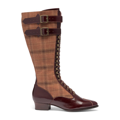 Cambridge Edwardian Bicycle Boots (Brown/Plaid)