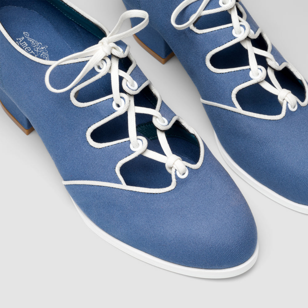 Clementine Vintage Ghillie Shoes (Denim/Ivory)