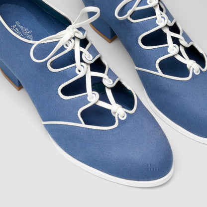 Clementine Vintage Ghillie Shoes (Denim/Ivory)