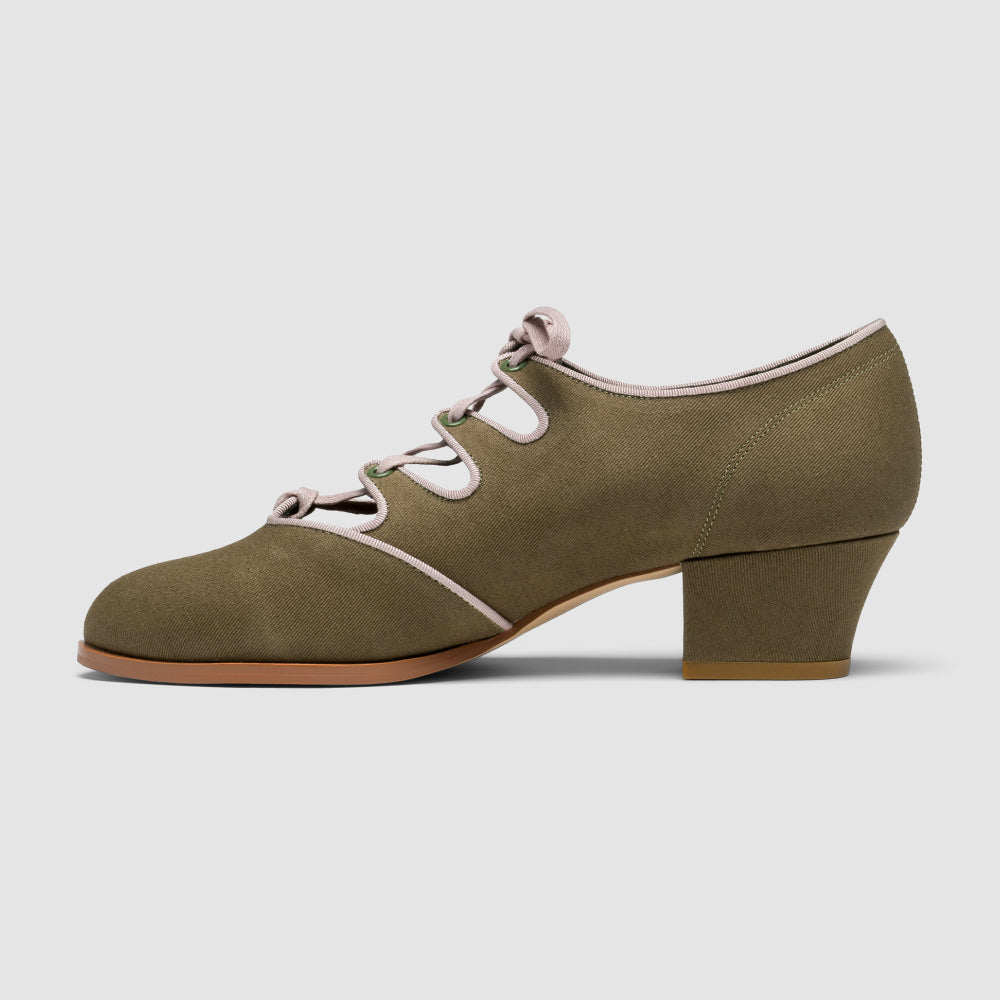 Clementine Vintage Ghillie Shoes (Moss Green/Taupe)