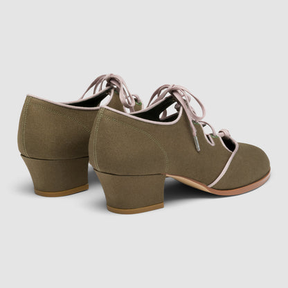 Clementine Vintage Ghillie Shoes Wide (Moss Green/Taupe)