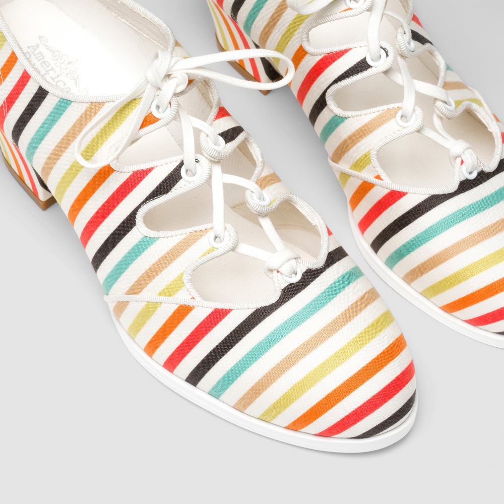 Clementine Vintage Ghillie Shoes Wide (Multi-Stripe)