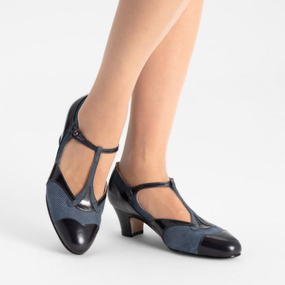 Doris 1920s Pumps (Navy/Black)