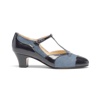 Doris 1920s Pumps Wide (Navy/Black)