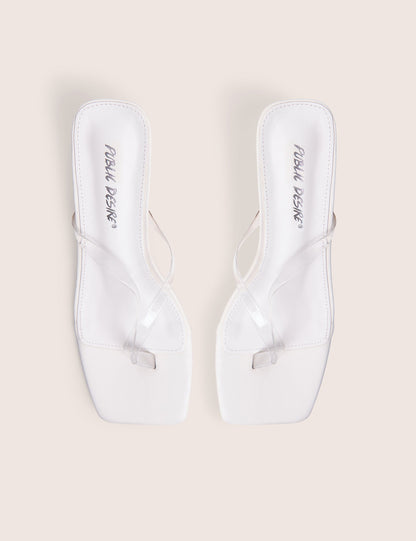 Everlast White Perspex Thong Flip Flop Heels