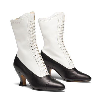 Edith Edwardian Boots Wide (Black/Ivory)