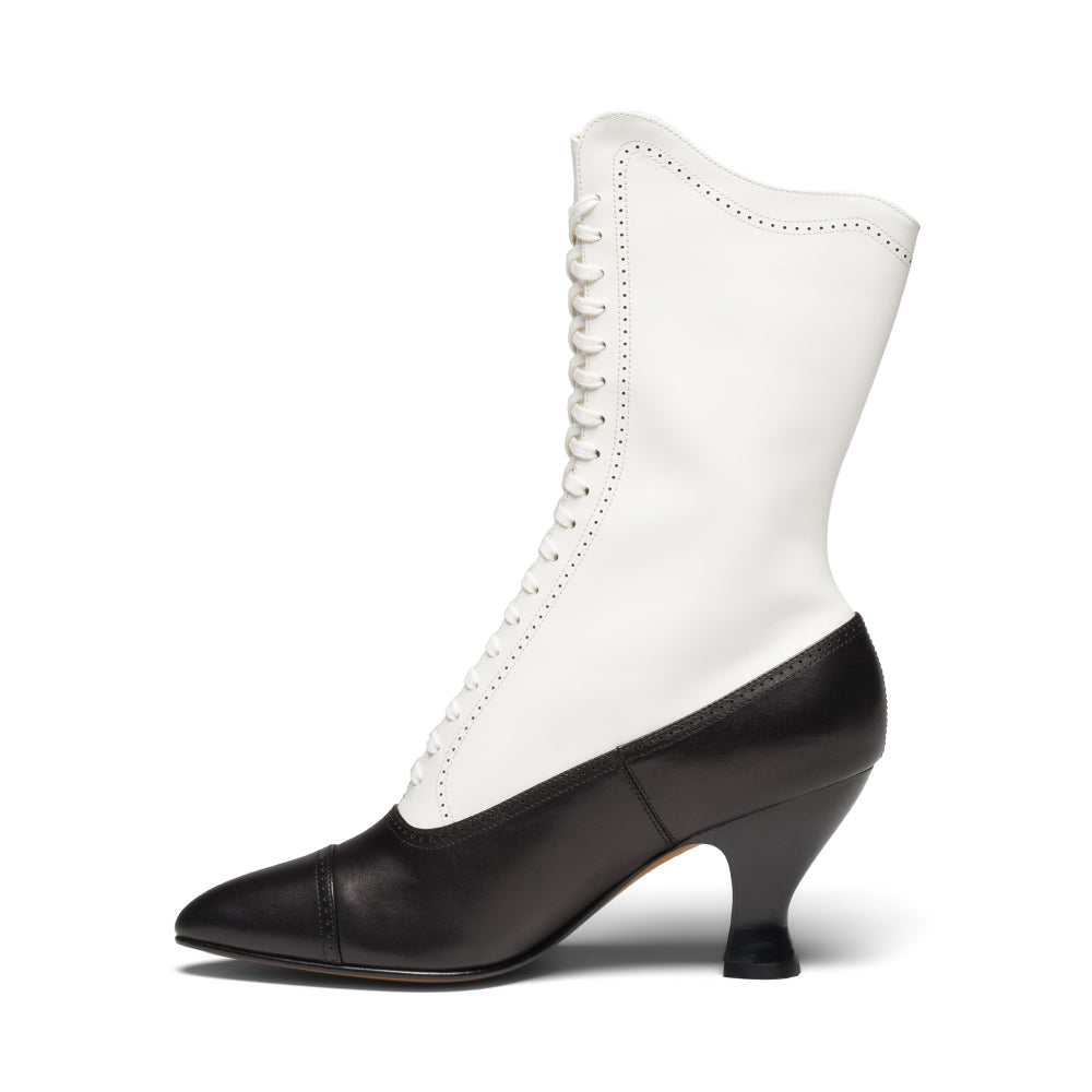 Edith Edwardian Boots (Black/Ivory)