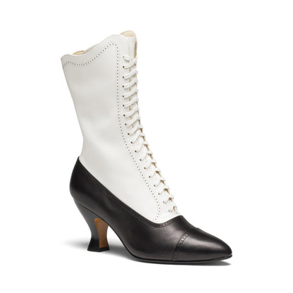Edith Edwardian Boots Wide (Black/Ivory)
