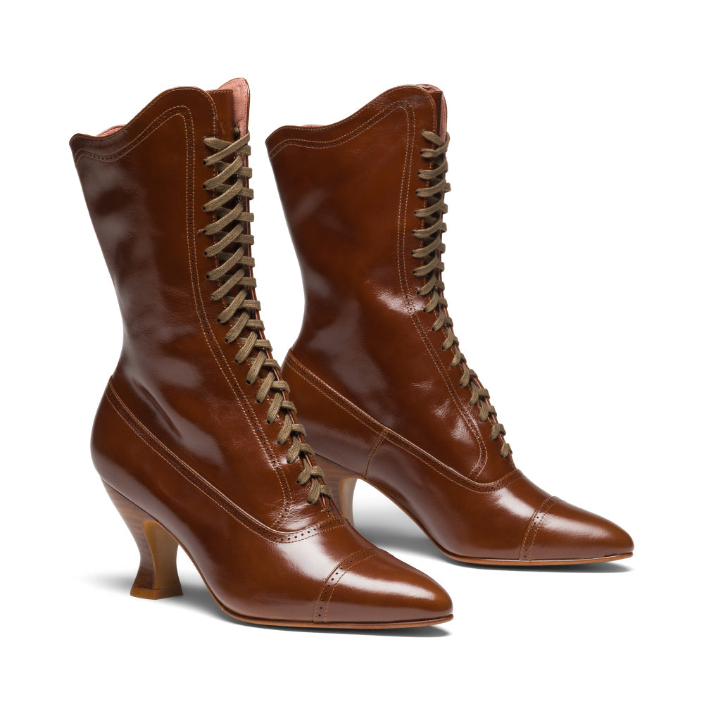 Edith Edwardian Boots Wide (Walnut)