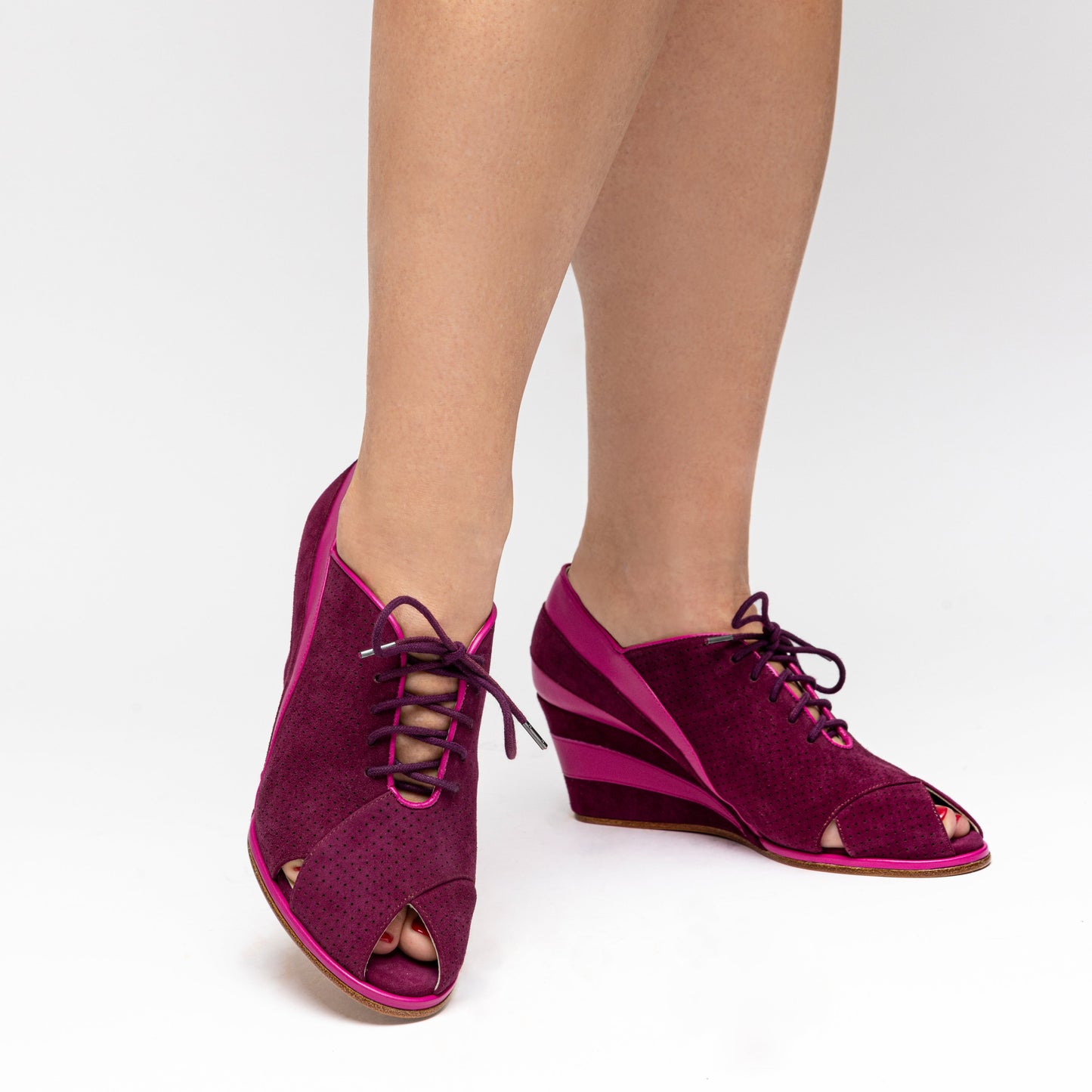 Esme 1930s Wedges (Fuchsia/Wine)