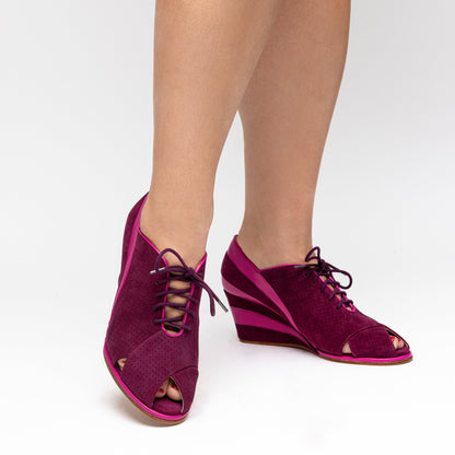 Esme 1930s Wedges (Fuchsia/Wine)