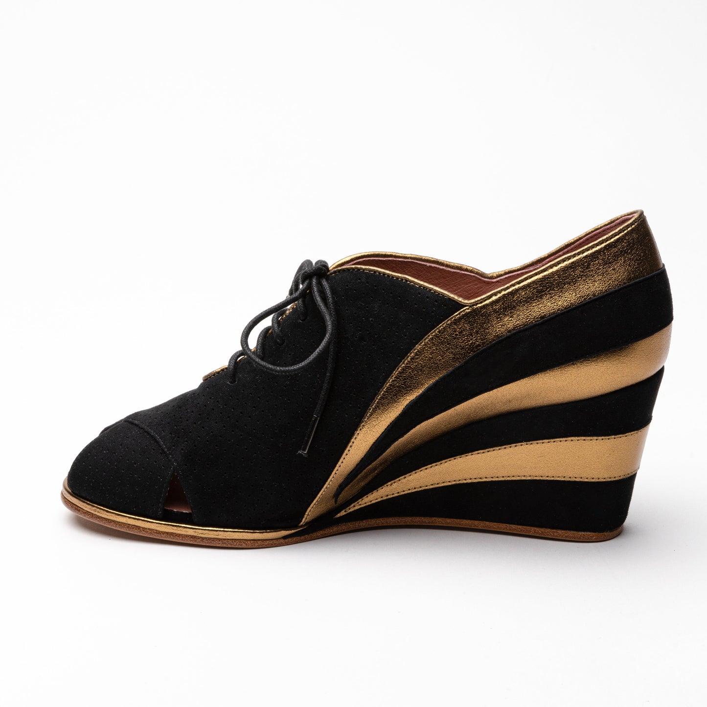 Esme 1930s Wedges (Gold/Black)