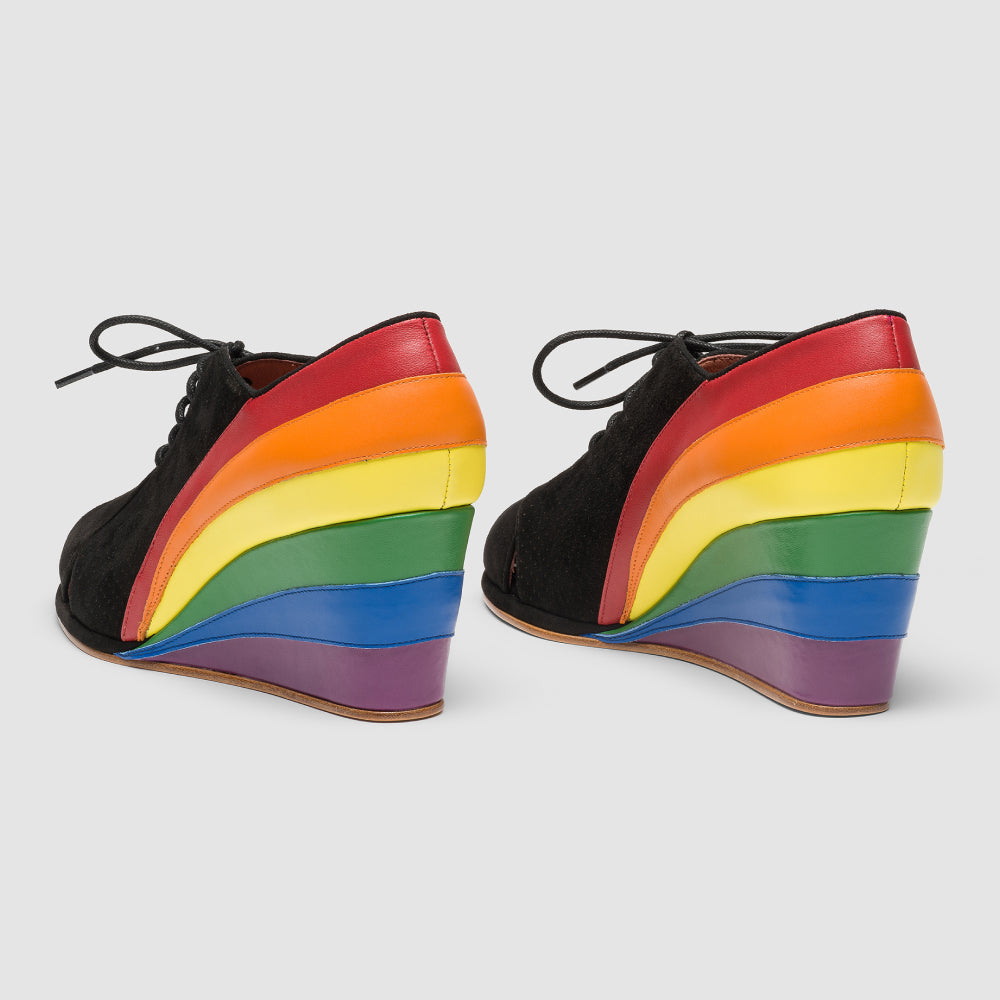 Esme 1930s Wedges Pride Edition (Black/Rainbow)