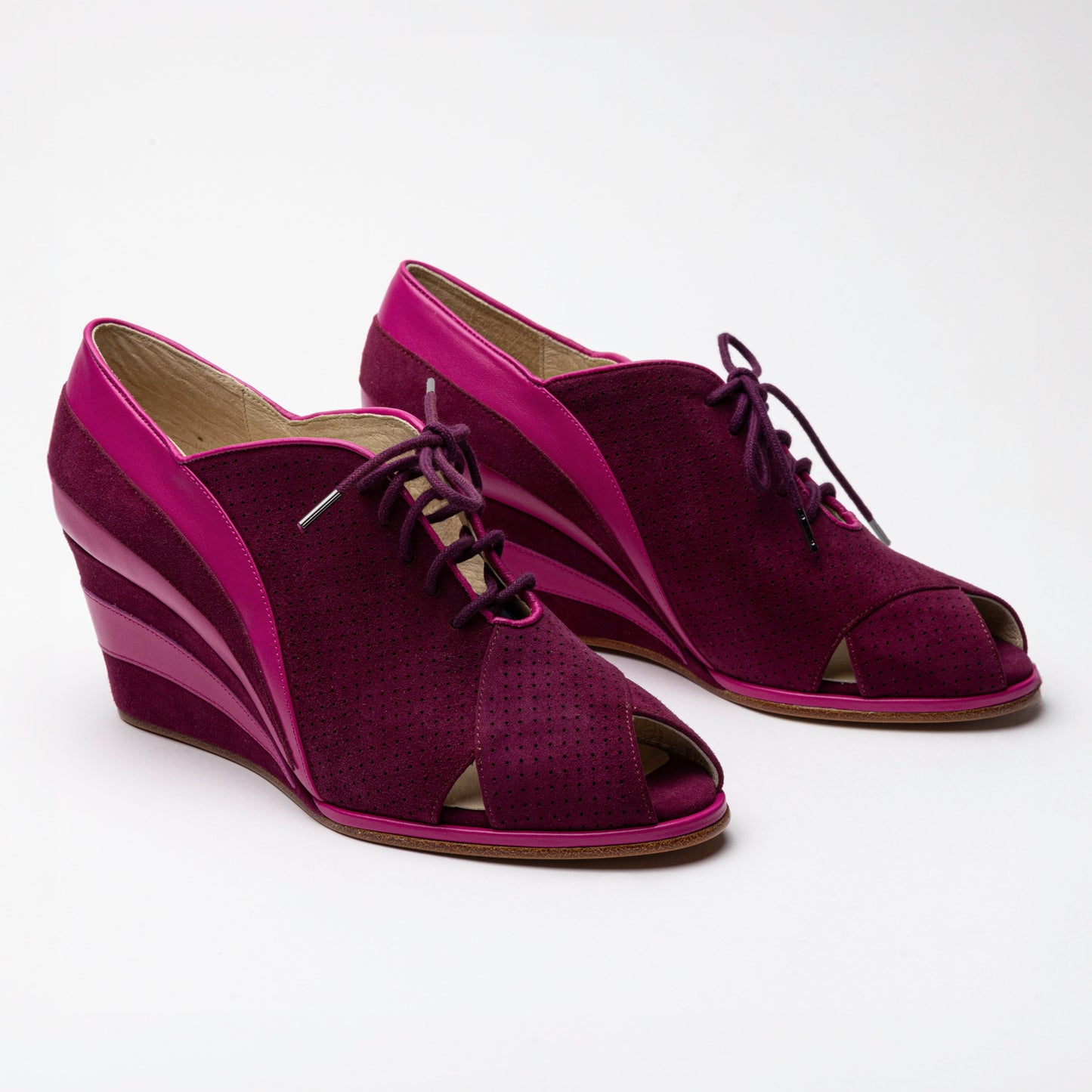 Esme 1930s Wedges (Fuchsia/Wine)