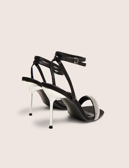 Kirsty Black Diamante Toe Detail High Heels