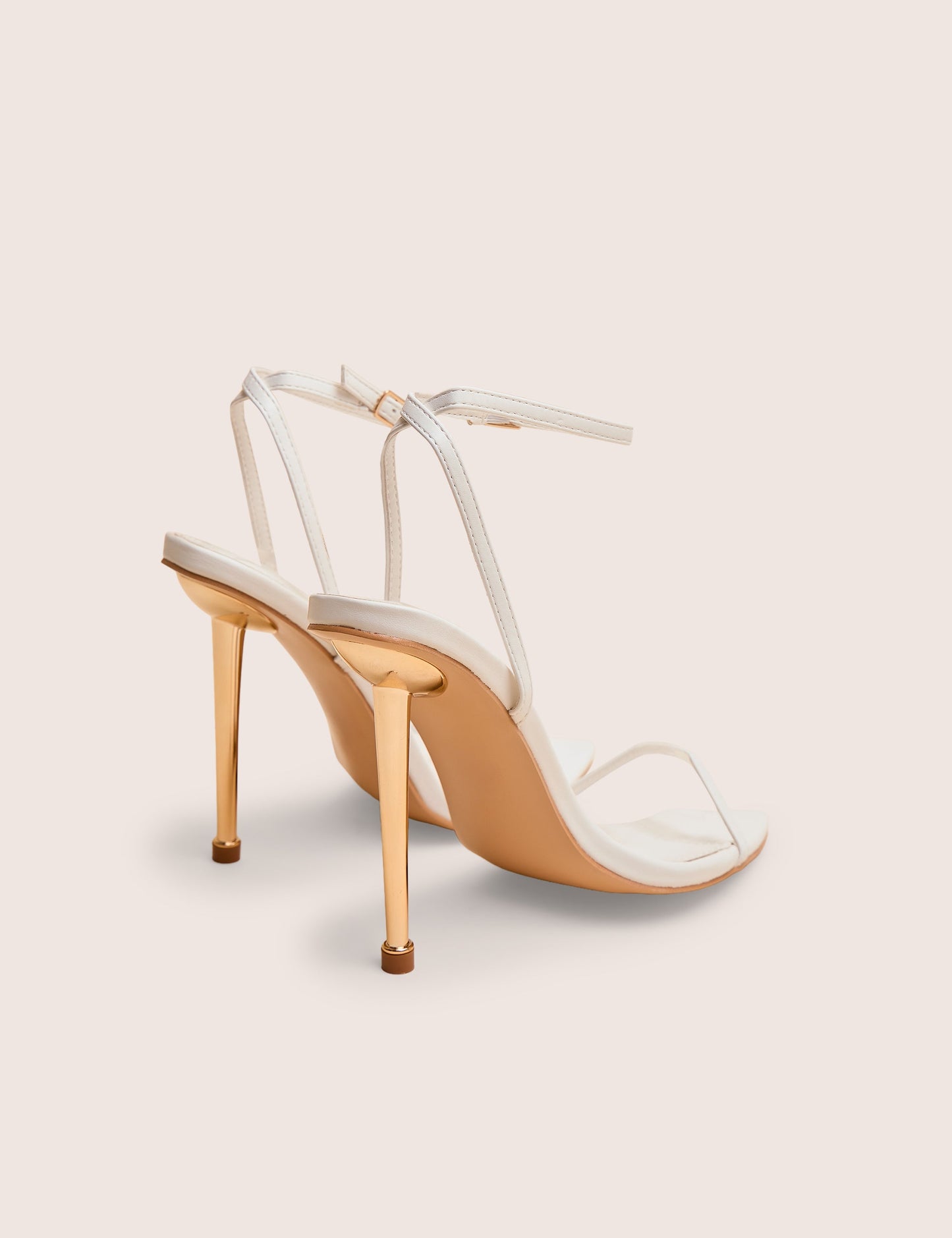 Legacy White Barely There Pointed Toe Gold Stiletto Heels