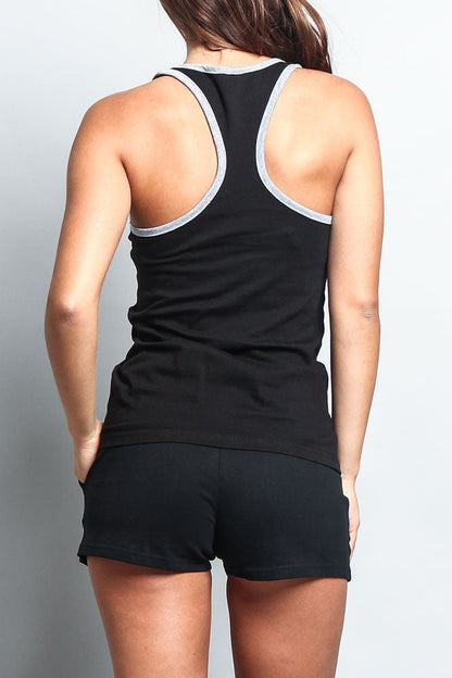 Women's Basic Contrast Piping Light Weight Tank Top (2-Pack)