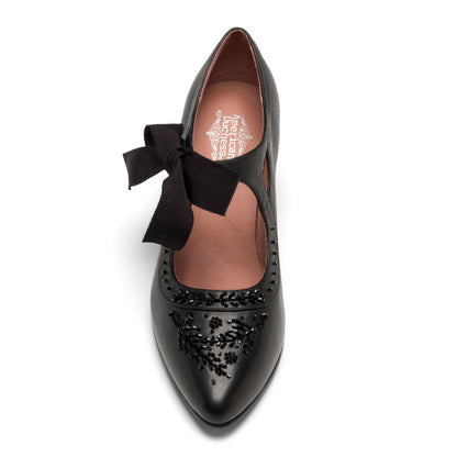 Laurel Beaded Edwardian Shoes (Black)
