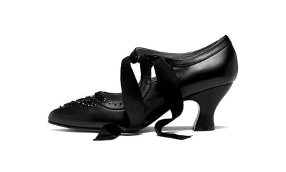 Laurel Beaded Edwardian Shoes Wide (Black)