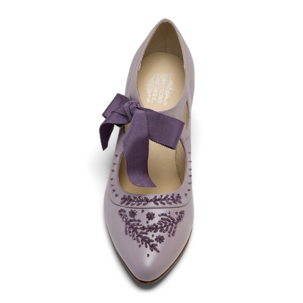 Laurel Beaded Edwardian Shoes Wide (Dusty Lilac)