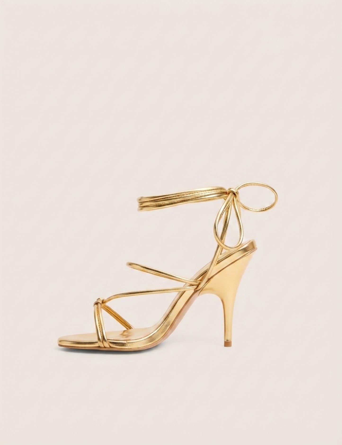 Marcel Gold Strappy Ankle Tie High Heels