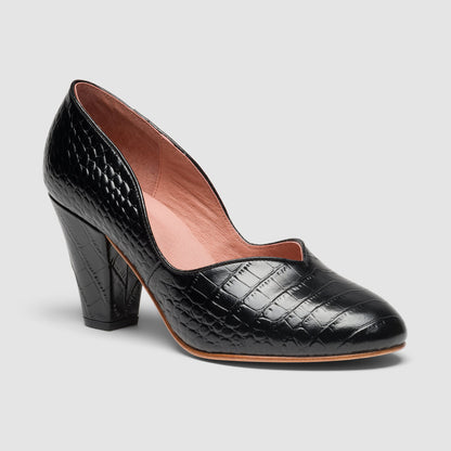 Marilyn Vintage Pumps (Mock Croc Black)