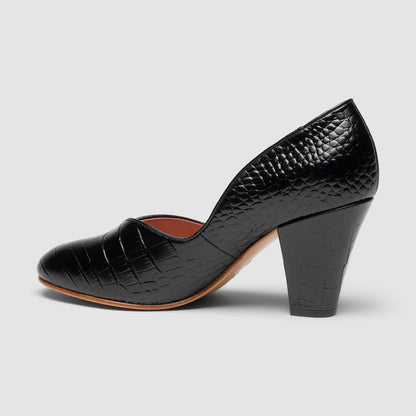 Marilyn Vintage Pumps (Mock Croc Black)